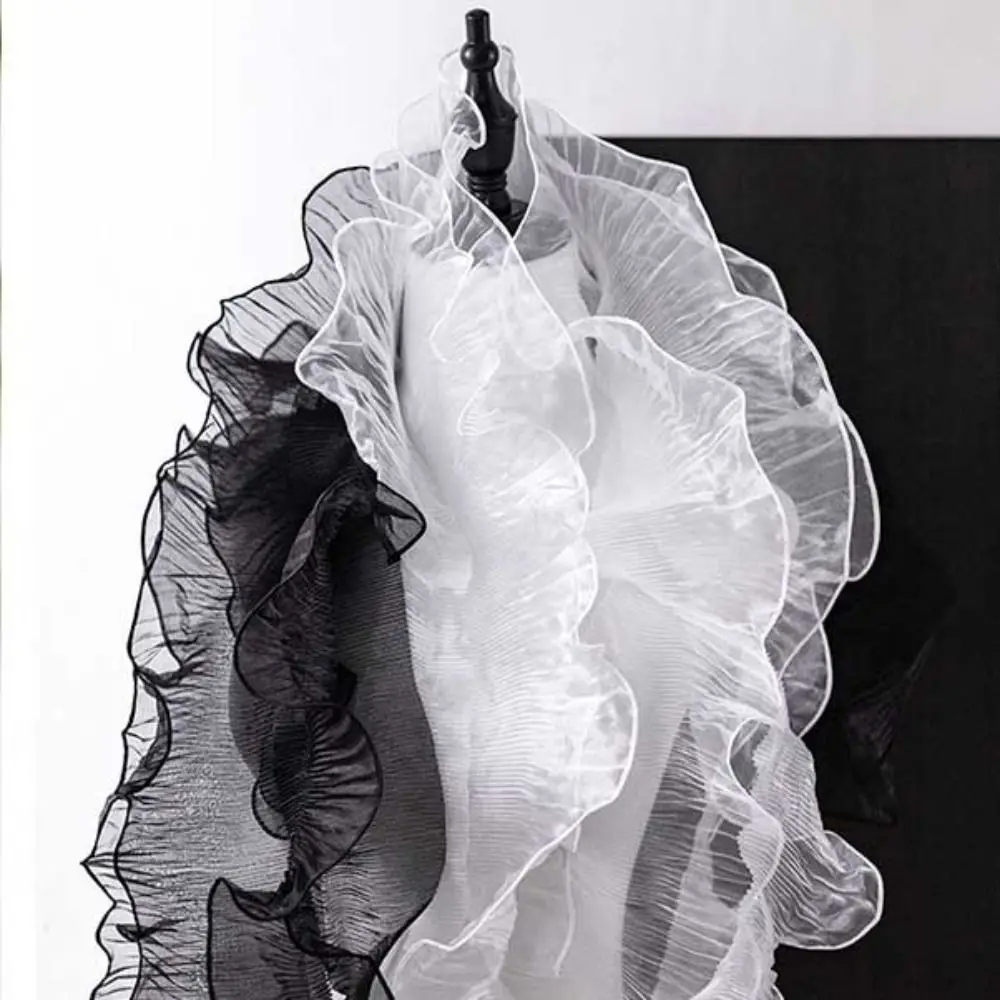 새로운 1야드 주름 레이스 리본 12cm 폭 수공예 의류 용품 인어 색상 러플 재봉 원단 DIY 재봉 재료