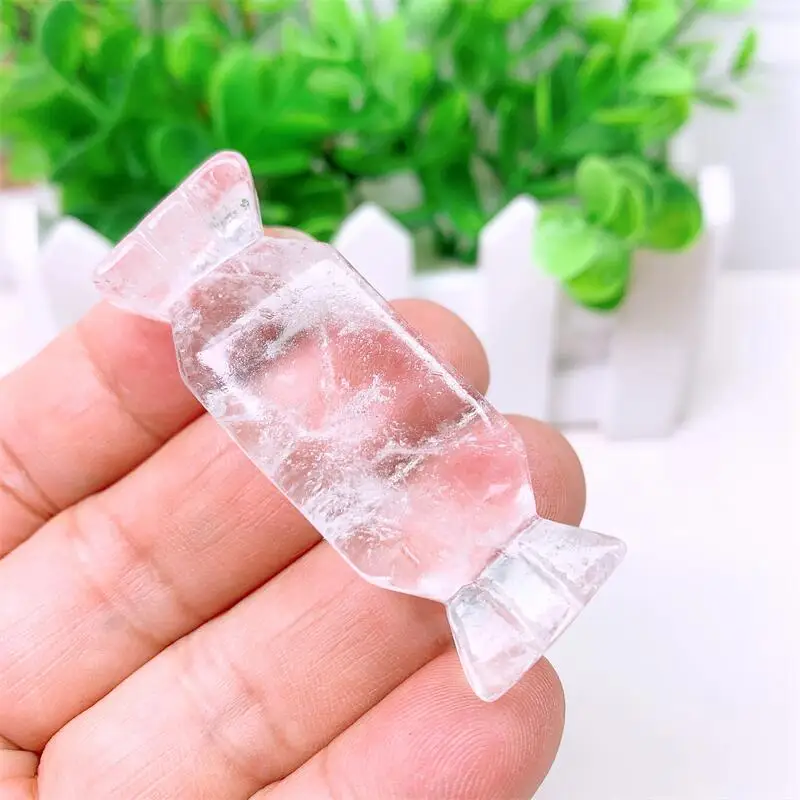 Natural Crystal Candy Carving, Healing Reiki Stone, Cute Birthday Present, Home Decoration Gift, 2Pcs