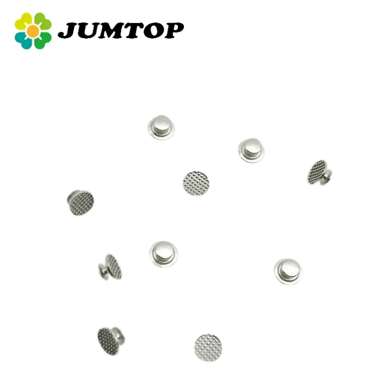 JUNTOP 10Pcs Dental Orthodontic Lingual Button Bondable Metal Tongue Side Buckle Dentistry Materials