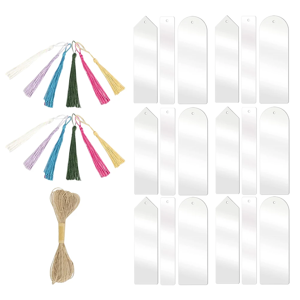 

Transparent Acrylic Unpainted Blank Bookmarks To Decorate Notebook Blank Bookmark Tag Tassel DIY Crafting Bookmark Tag For