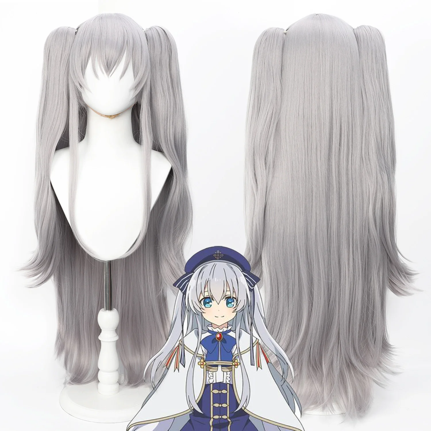 

Парик для косплея Seirei Gensouki ‌ Аниме-парик Селия Клэр, длинный серый, женский, для ролевых игр, с косичками, имитация кожи головы, синтетический парик