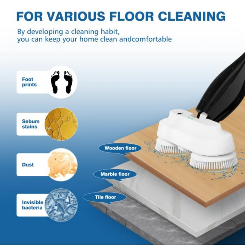 แปรงทําความสะอาดไฟฟ้า แปรงคู่ ไม้ถูพื้นไฟฟ้าไร้สาย ไม้ถูพื้นหมุนไฟฟ้าสําหรับพื้นกระเบื้องและการทําความสะอาดตู้ปลา