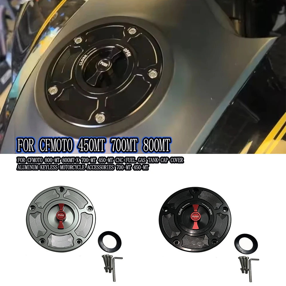 Motorcycle Accessories For CFMOTO 800-MT 800MT-X 700-MT 450-MT Aluminum  New CNC Fuel Gas Tank Cap Cover Aluminum Keyless