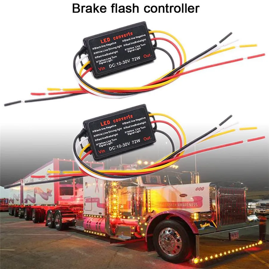 2 pcs 10-30V Universal Car Flash Strobe Controller Flasher Module Adapter per LED Side Marker Brake Light