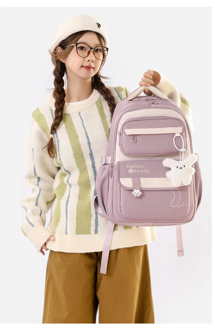 Middle School Backpack for Girls Large Capacity Bookbag Lightweight Fashion Student Backpack Simple Modern School Bags for Teens