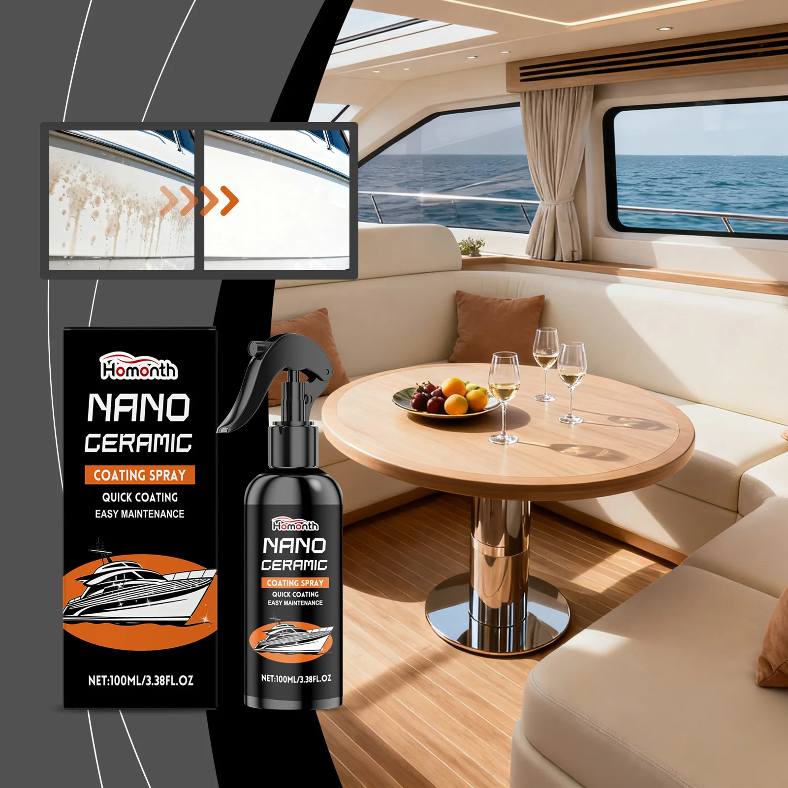 Car Paint Nano-ceramic Coating Spray Ultimates Hydrophobic Protection & Shine. After Car Wash For Quick Detail