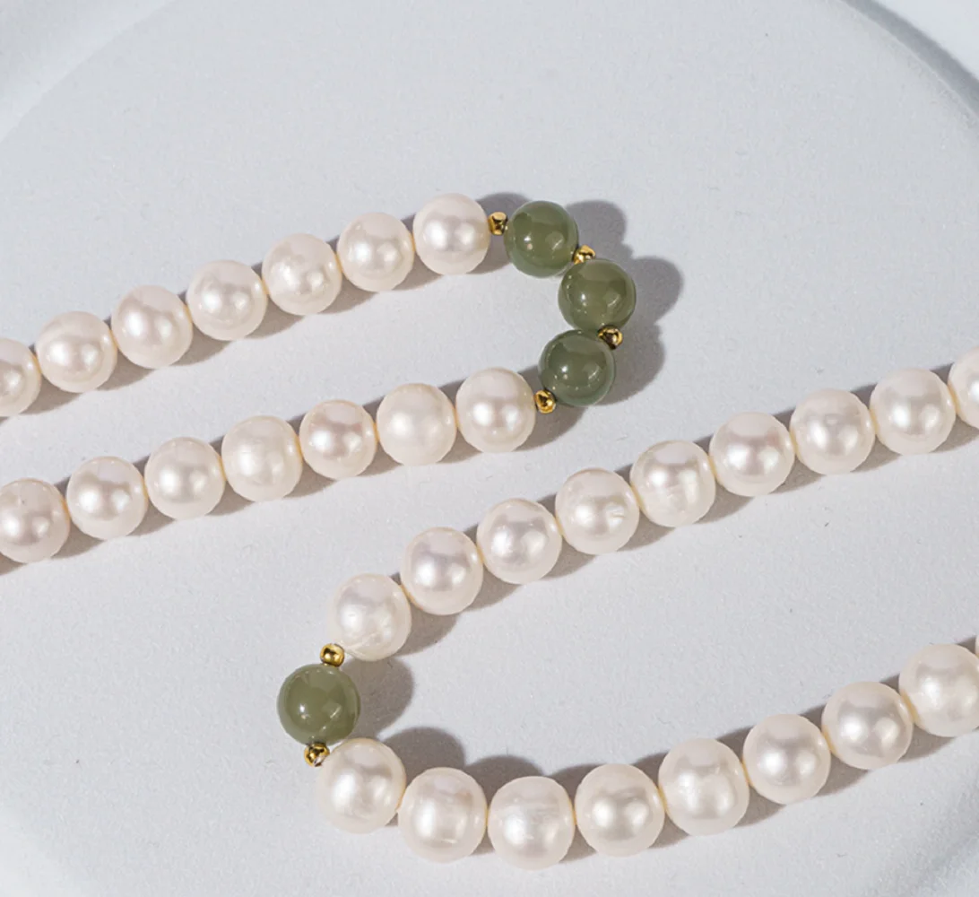 

Ожерелье из натурального белого жемчуга Южного моря AAAA8-9 мм, новое ожерелье в китайском стиле, 18 дюймов/925 s