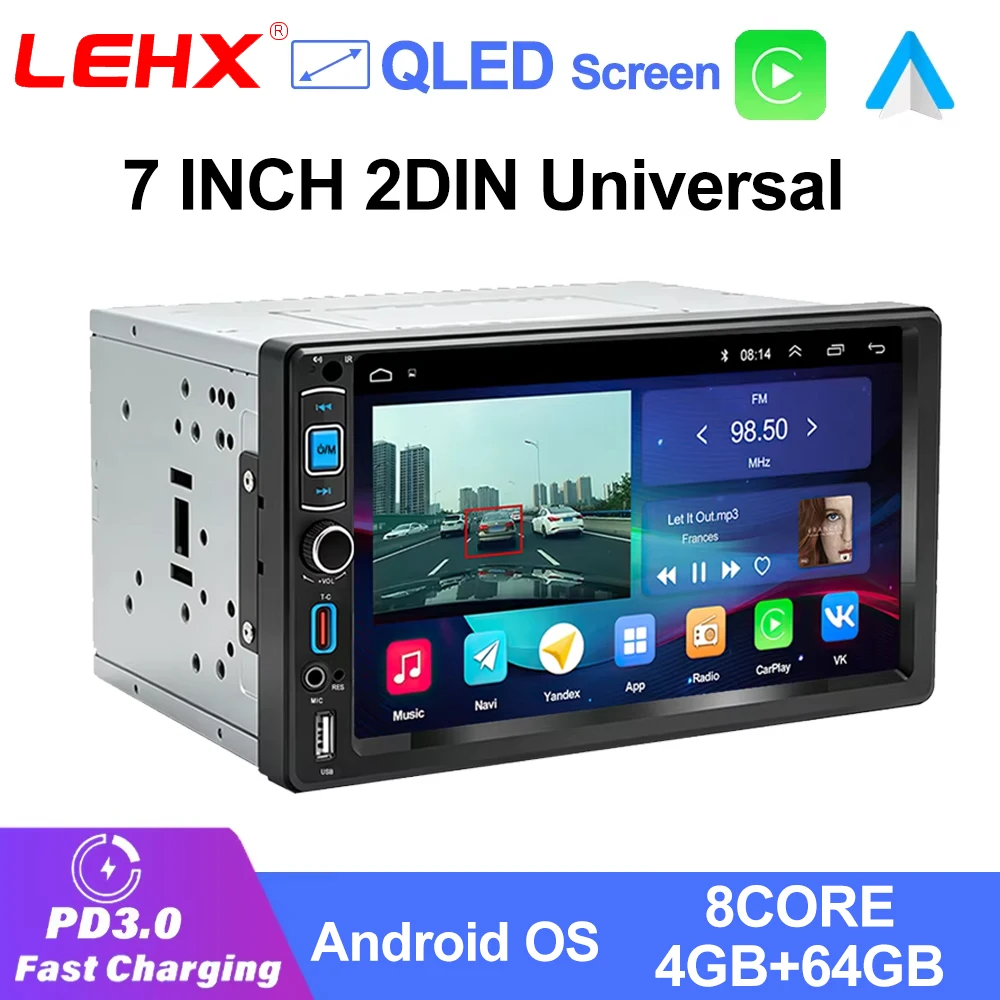 Autoradio multimédia universel Android 2DIN 7 pouces LEHX, CarPlay, GPS, navigation, stéréo, RDS, DSP, 4G, WiFi, BT, unité principale, systèmes intelligents