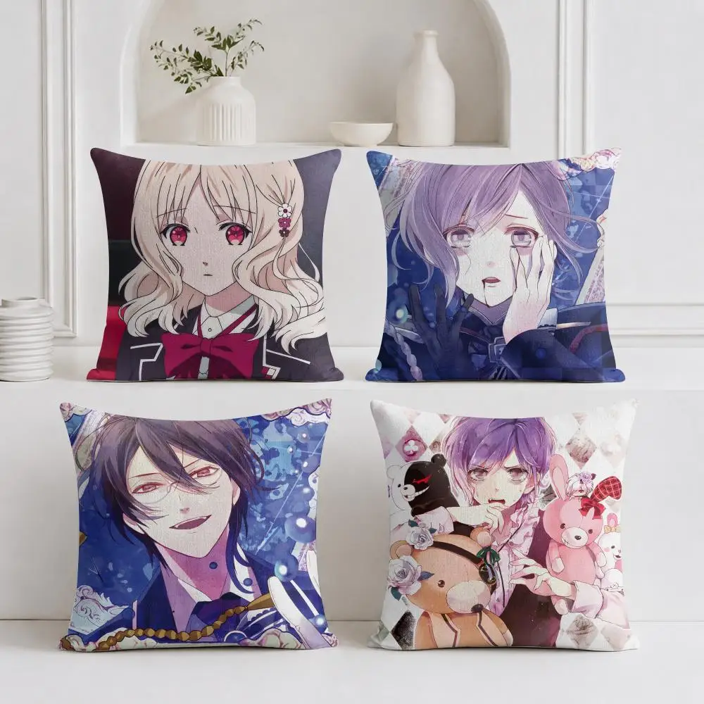 Anime D-Diabolik Lovers Cushion Cover Organic Linen Square Pillow Case Durable Non-Allergenic And Kind To Skin
