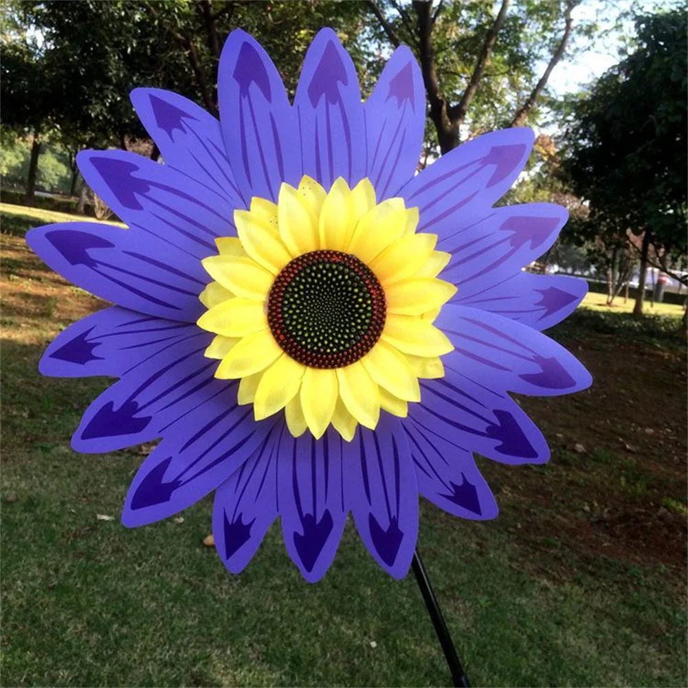 1x Sunflower Windmill Rotating Sunflower Wind Spinner With Stake Standing Lawn Flower Pinwheel Outdoor Party Garden Decor