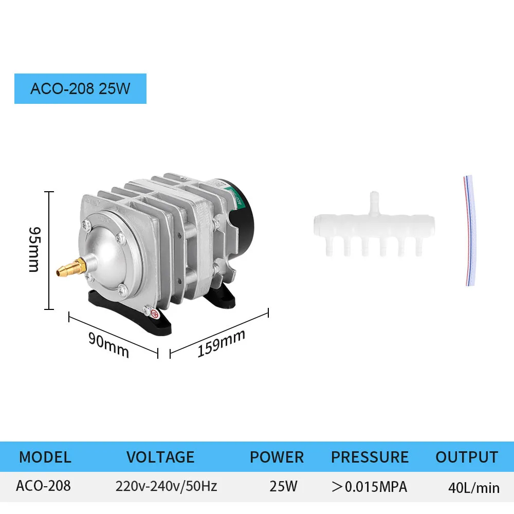 Hailea ACO-208 308 318 Air Pump High Power AC E-magnetic Air Pump Fish Pond Oxygen Pump Compressor for pond Air Aerator Pump view 3