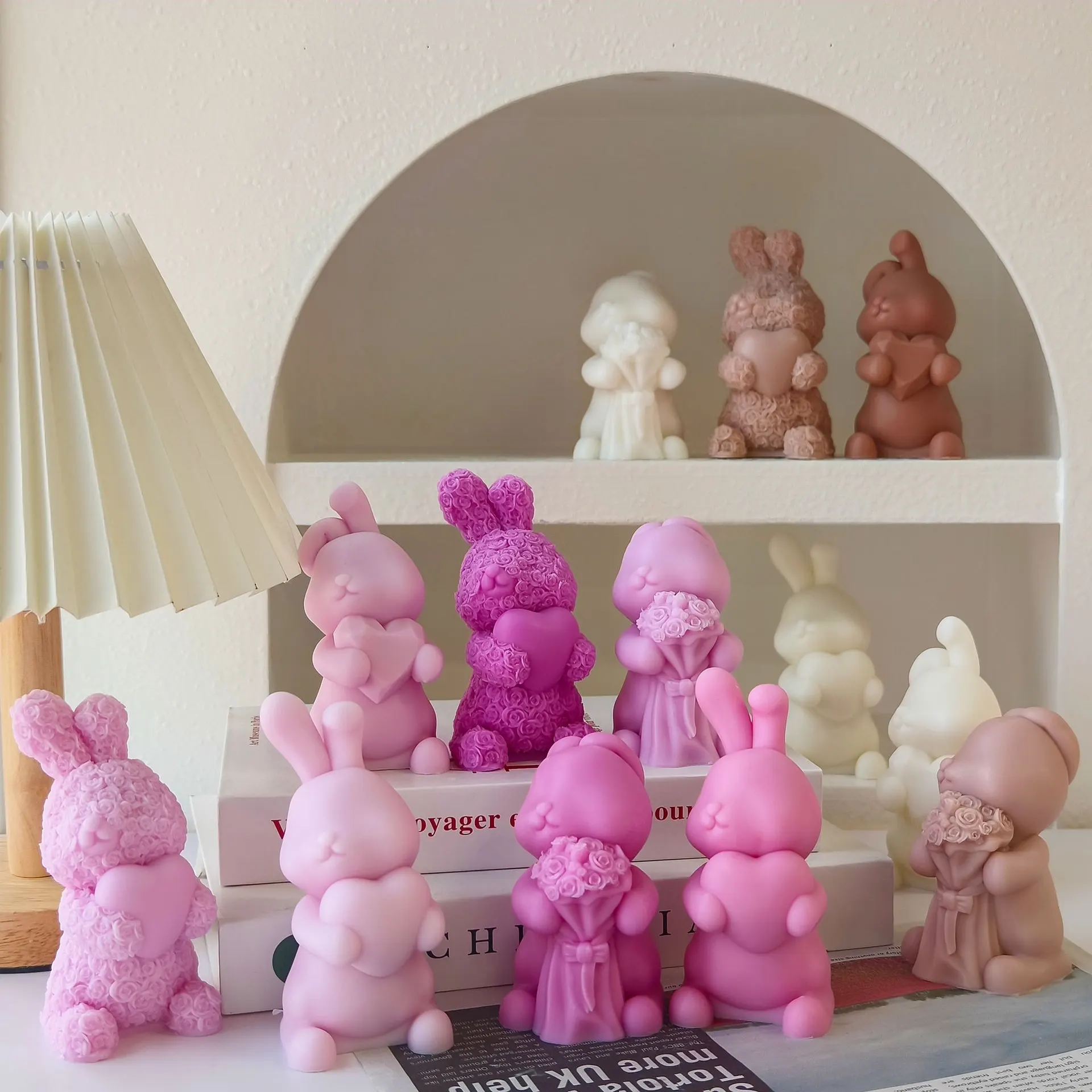 

Силиконовая форма для свечи Rose Bunny, розовый кролик с формой в форме сердца, сделай сам, ручная работа, ароматерапия, гипсовая форма на День святого Валентина