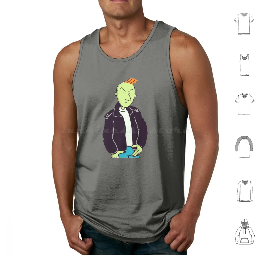 Roger Klotz...Bad Boy Tank Tops Print Cotton Bad Boy Badass Rebel Retro 90S 90S Kid Cartoon Doug Funny Green Undercut