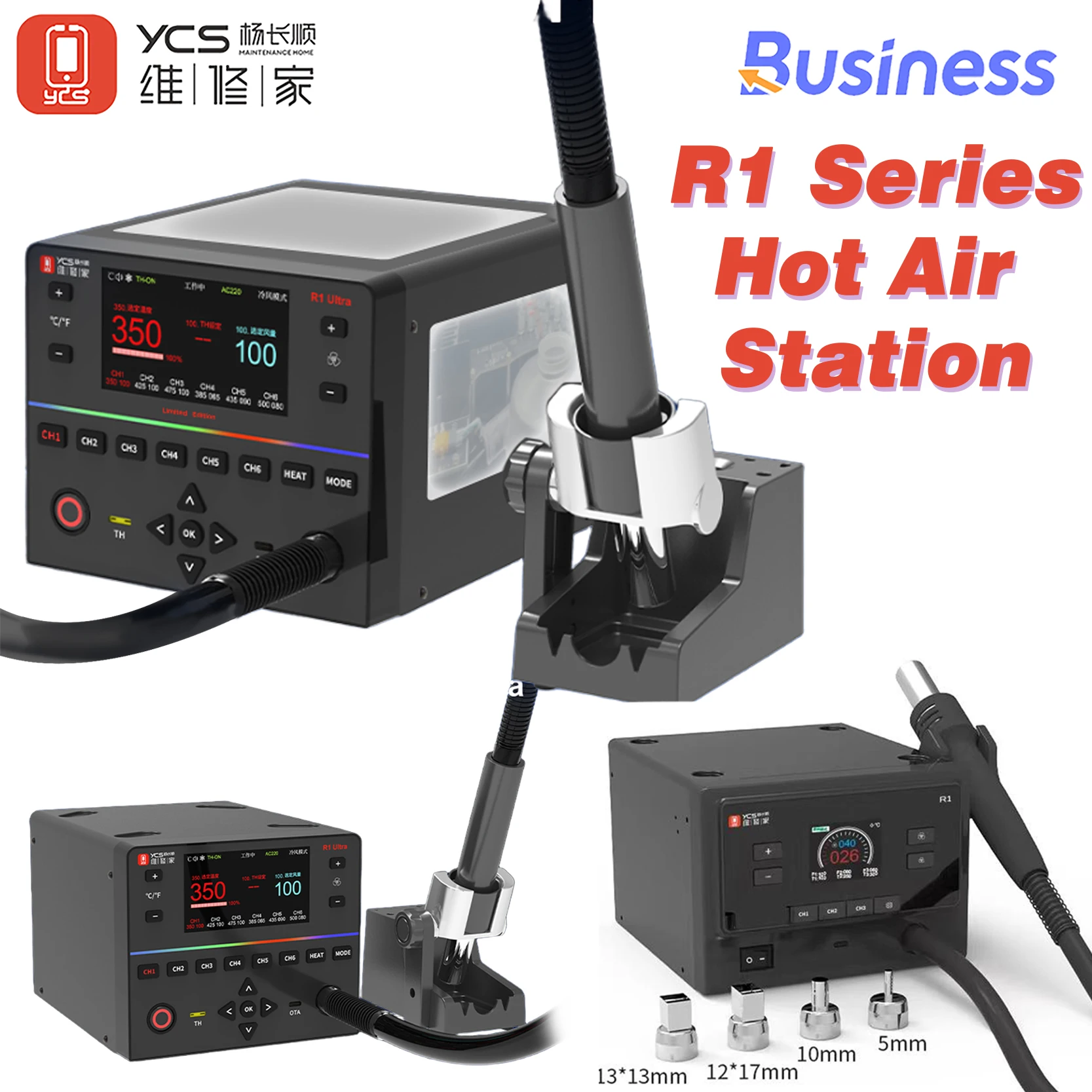 YCS R1 Pro 1000 واط محطة لحام ذكية R1 الترا الساخن مسدس هواء عدة للهواتف المحمولة وحدة المعالجة المركزية بغا SMT محطة إعادة العمل أطقم أدوات