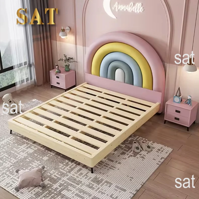 #For high quality kids bed creative luxury girl unique storage cute upholstered wooden furniture leather soft kids bed