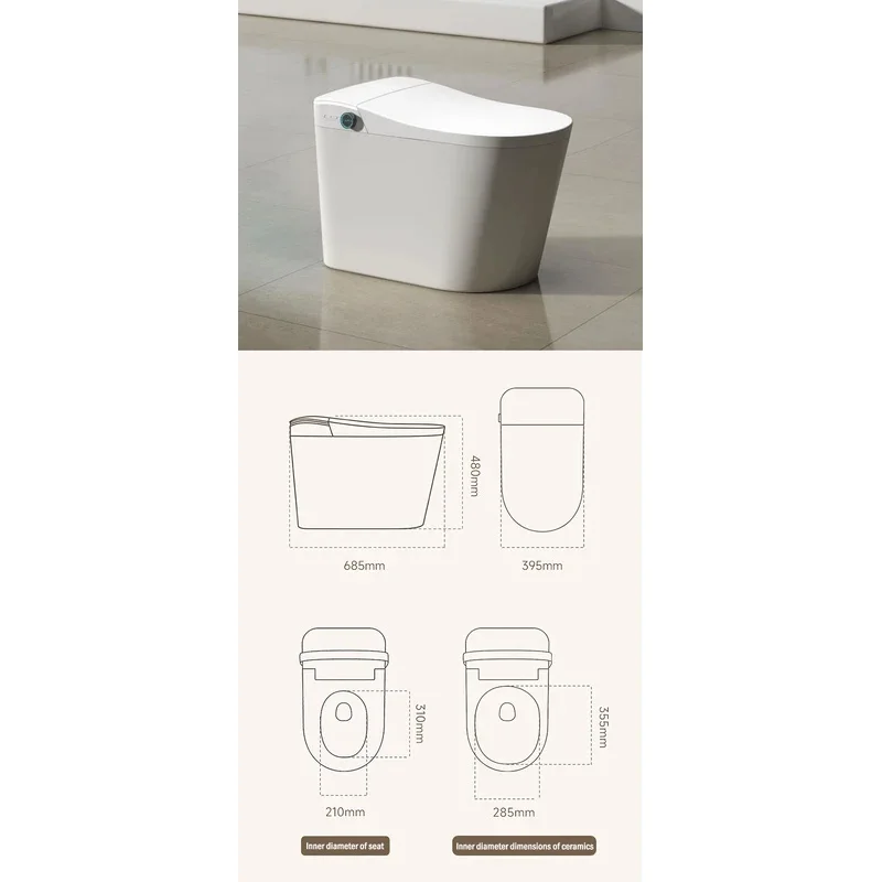 Intelligent Japanese One Piece Auto Sensor Flush Smart Toilet Bowl Electric Bathroom Commode with Remote Control Seat Heating
