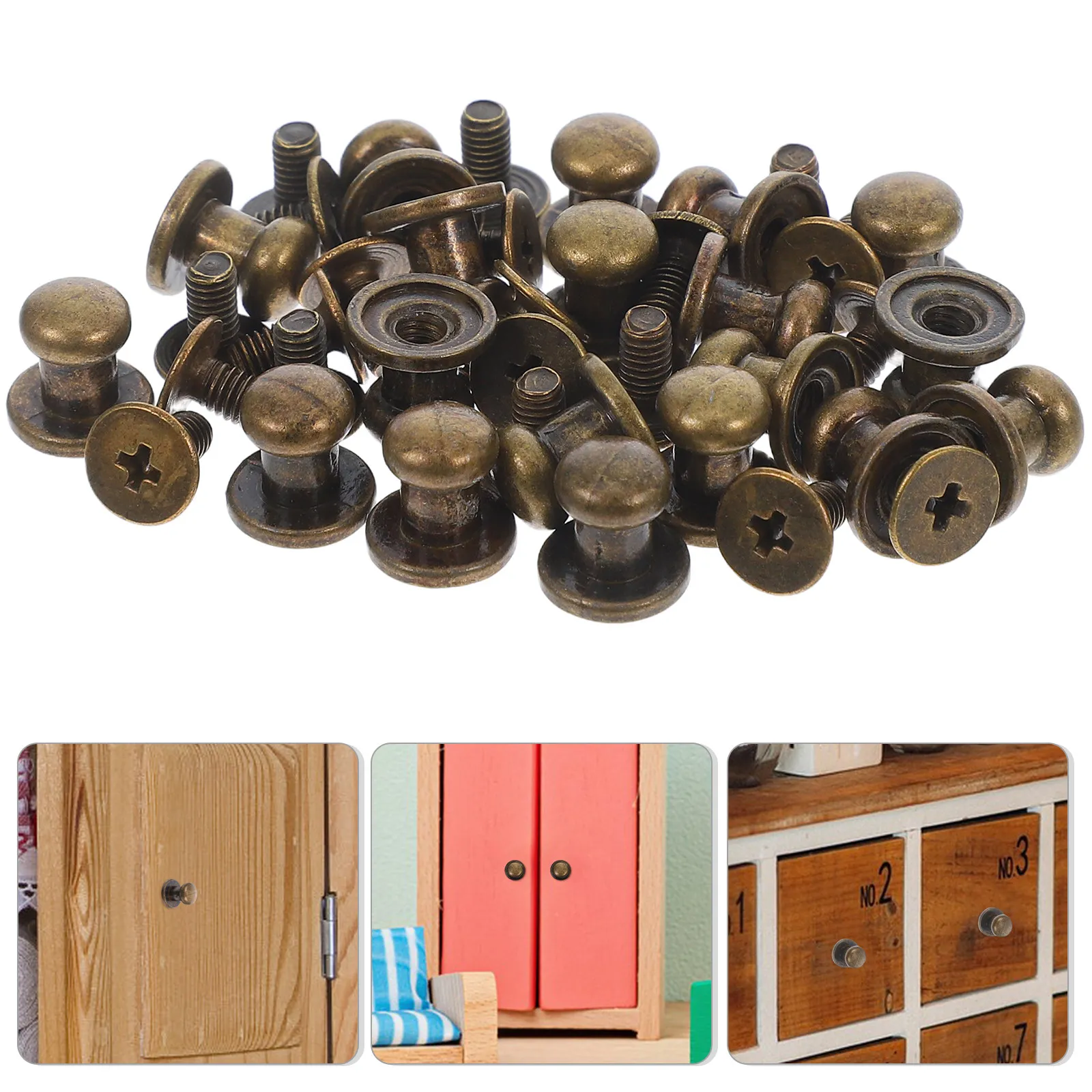 20Sets Bronze Mini Pull Handles for Kitchen Vanity Dresser Chest Furniture Vintage Cabinet Drawer Hardware Tiny Decor