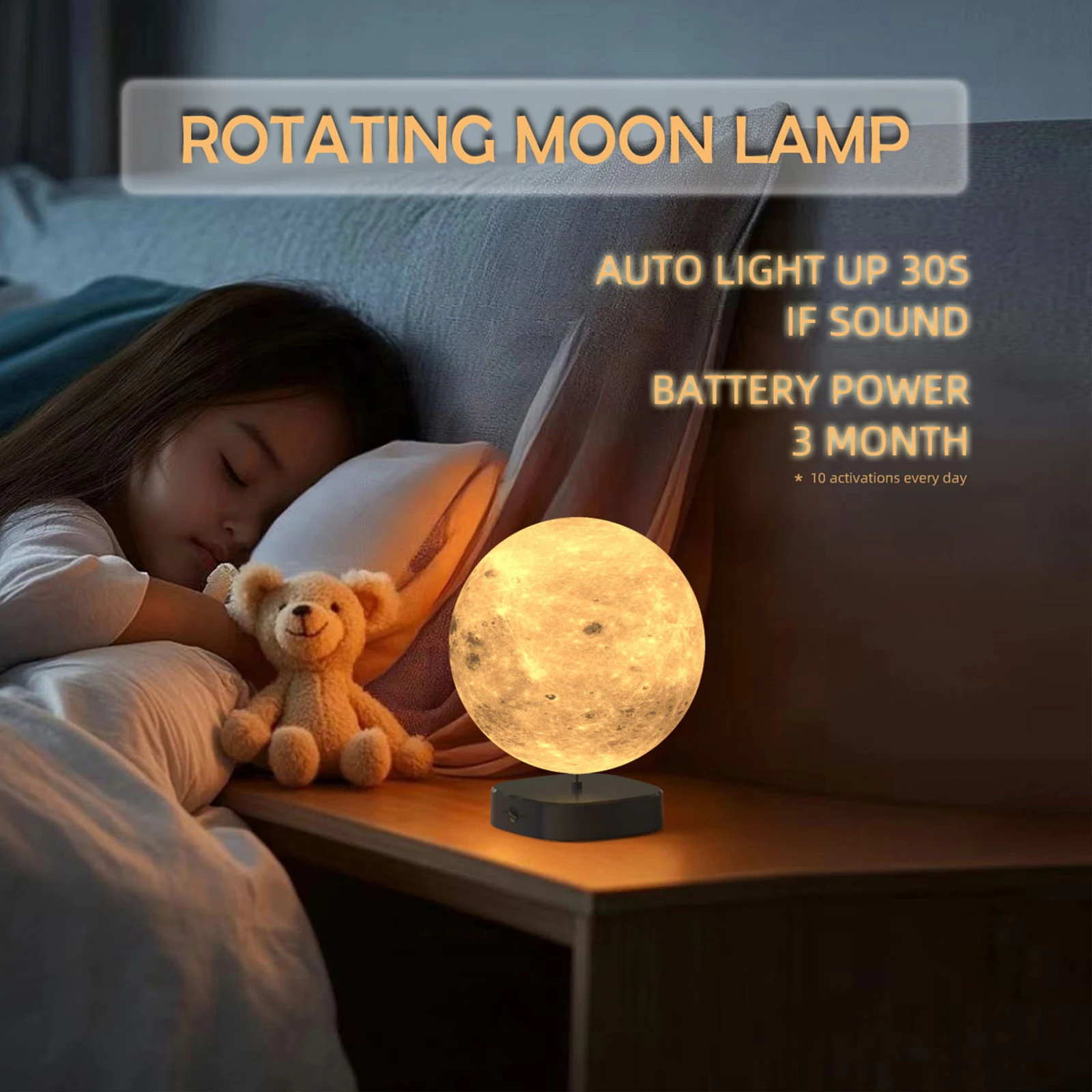 Levitating 3D Print Moon Lamp Magnetic Floating Moon Lamp Spinning Luna Night Light 3 Color Modes for Home Office Desk Decor