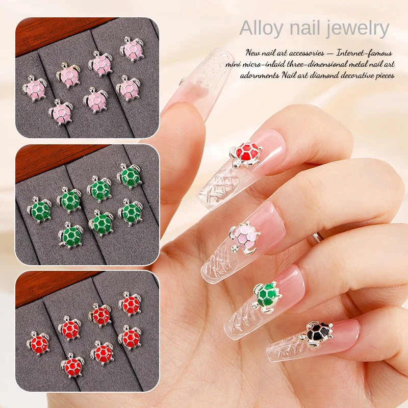 20Pcs/Pack Colorful Little Turtle Nail Charms - Cute Metal Nail Art Decor, Kawaii Press-On Nail Accessories for Fresh Manicures
