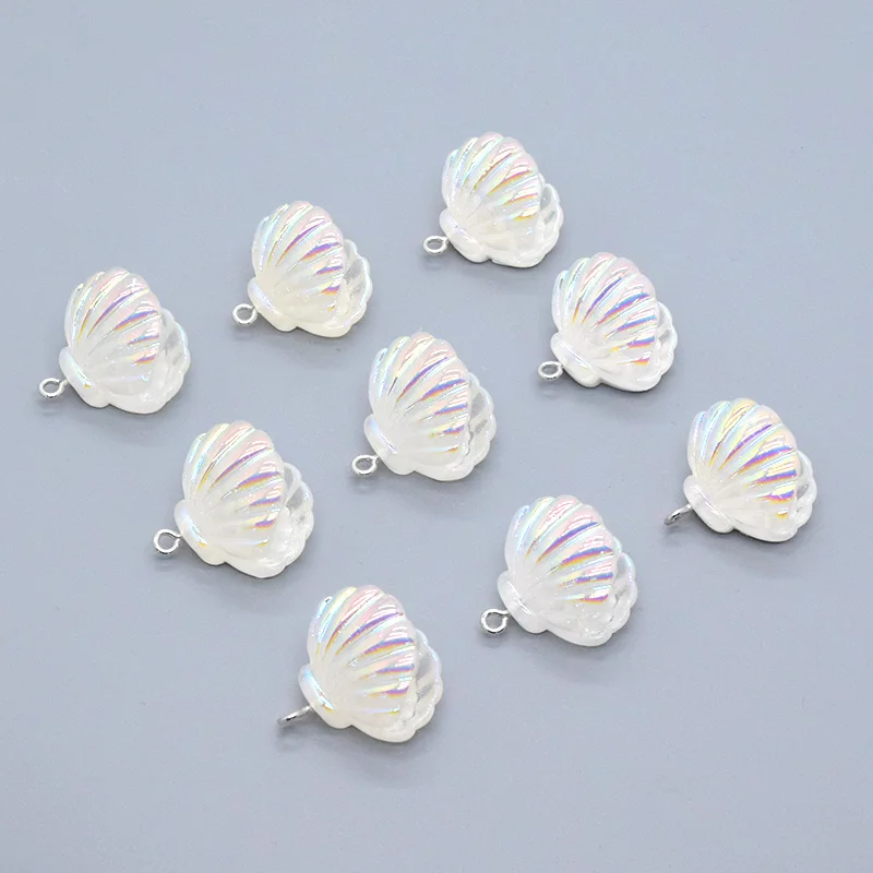 10pcs 3D Small White Shell Resin Charms Cute Ocean Pendant For Earring Keychains Diy Jewelry Make