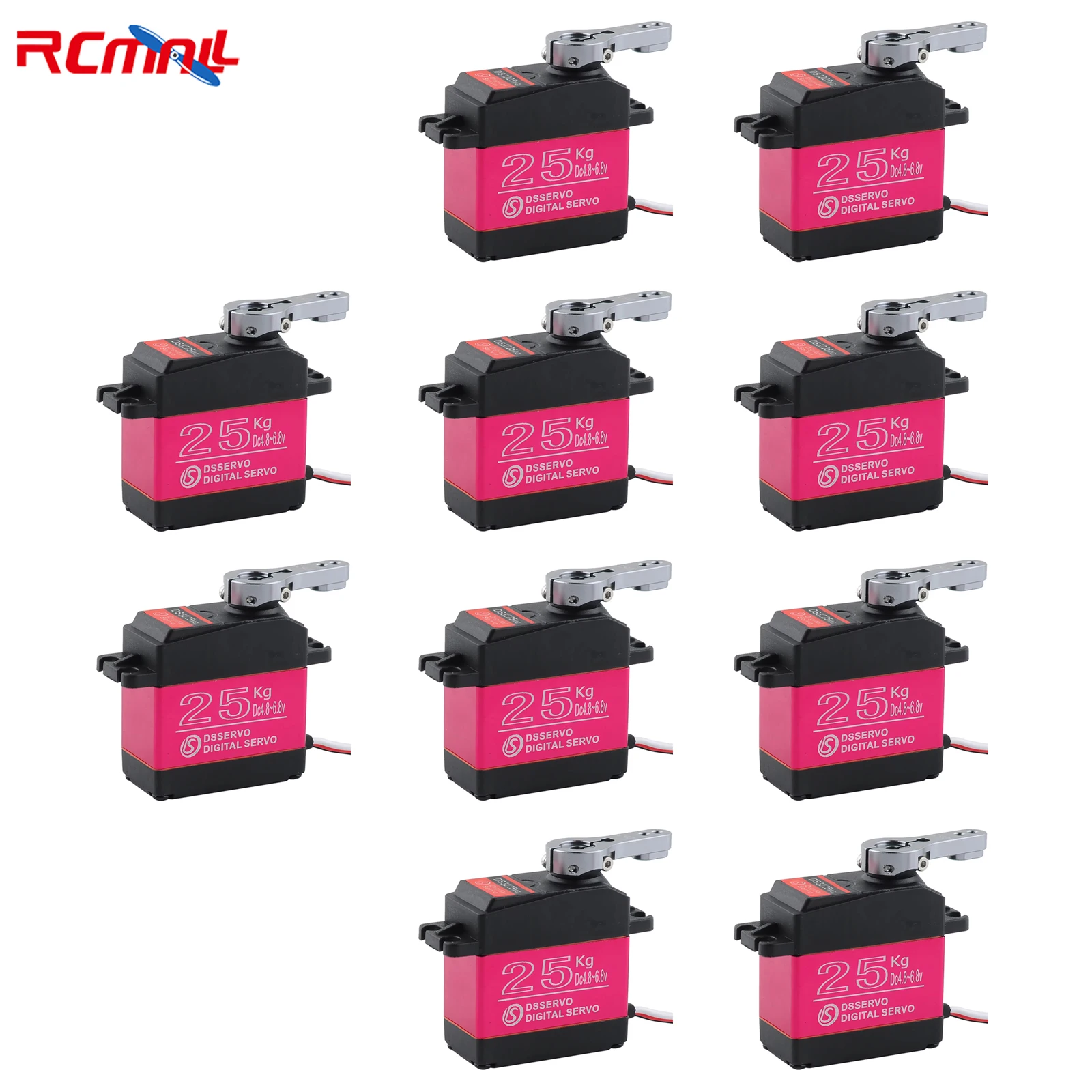 10PCS DS3225 25kg Full Metal Gear Digital Servo with 25T Metal Arm 180/270 Degree RC Servo Motor for RC Car Boat Robot