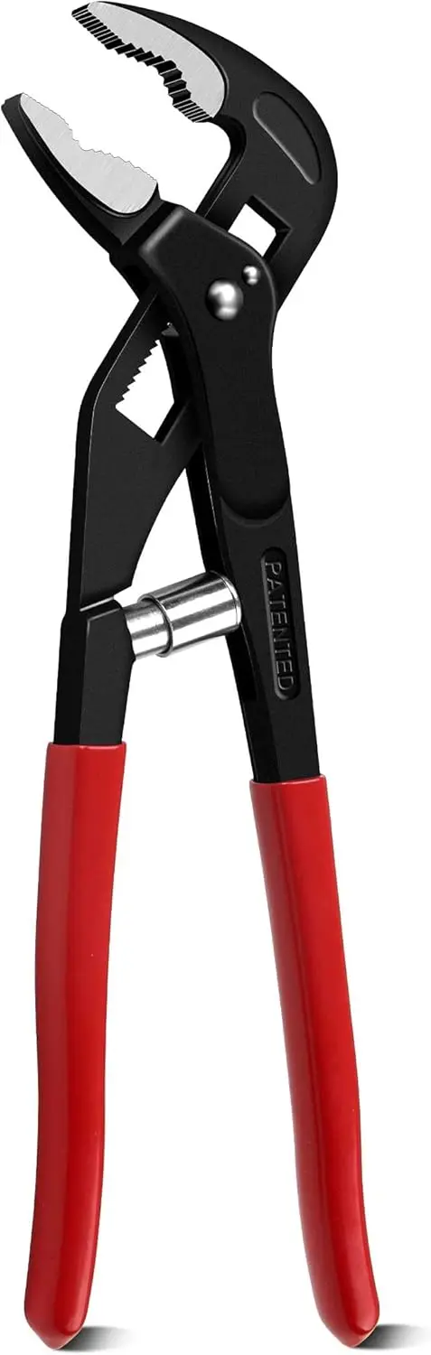 

10in Quick Adjust Tongue and Joint Pliers, V-Jaw with Comfort Grips, -Adjusting Quick-Action Water Pliers On Pipes, Bolts and