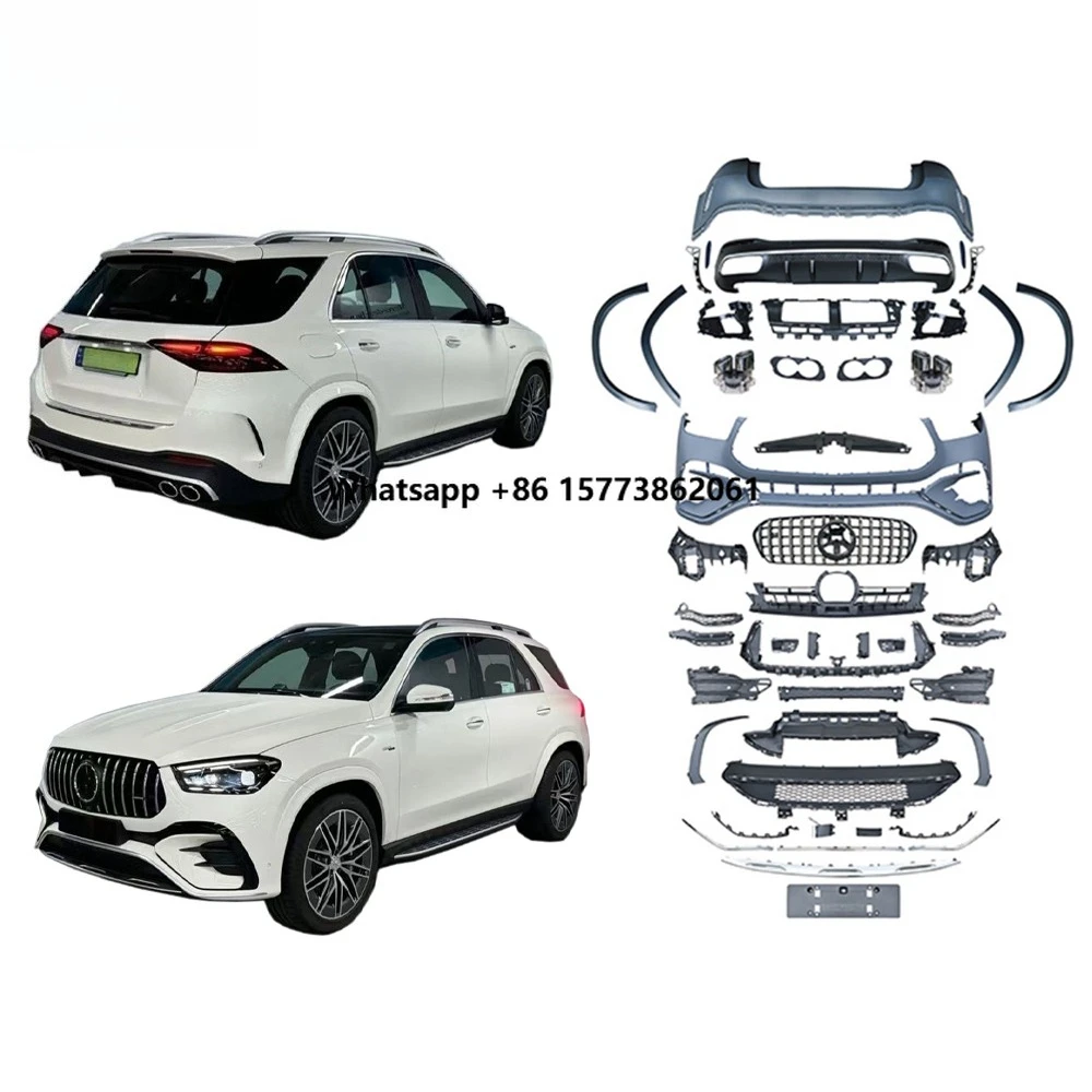 

GLE Coupe C167 to 2024 GLE53 Body Kit PP Full Set Front Bumper Grille Rear Bumper Rear Diffuser Exhaust Tips Over Fenders