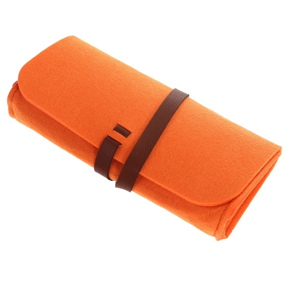 

Minimalist Orange Felt Eyeglasses Case Lightweight Travel Organizer for Supplies Makeup Protection and Organization