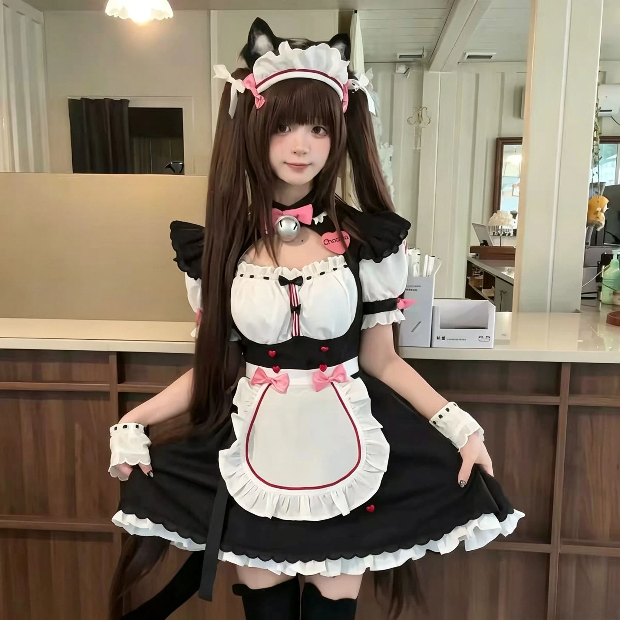 Image of Anime-Spiel NEKOPARA Cosplay Chocolat Vanilla Cosplay-Kostüm Niedliches Lolita-Dienstmädchenkleid-Set für Frauen und Mädchen Halloween-Party-Outfits