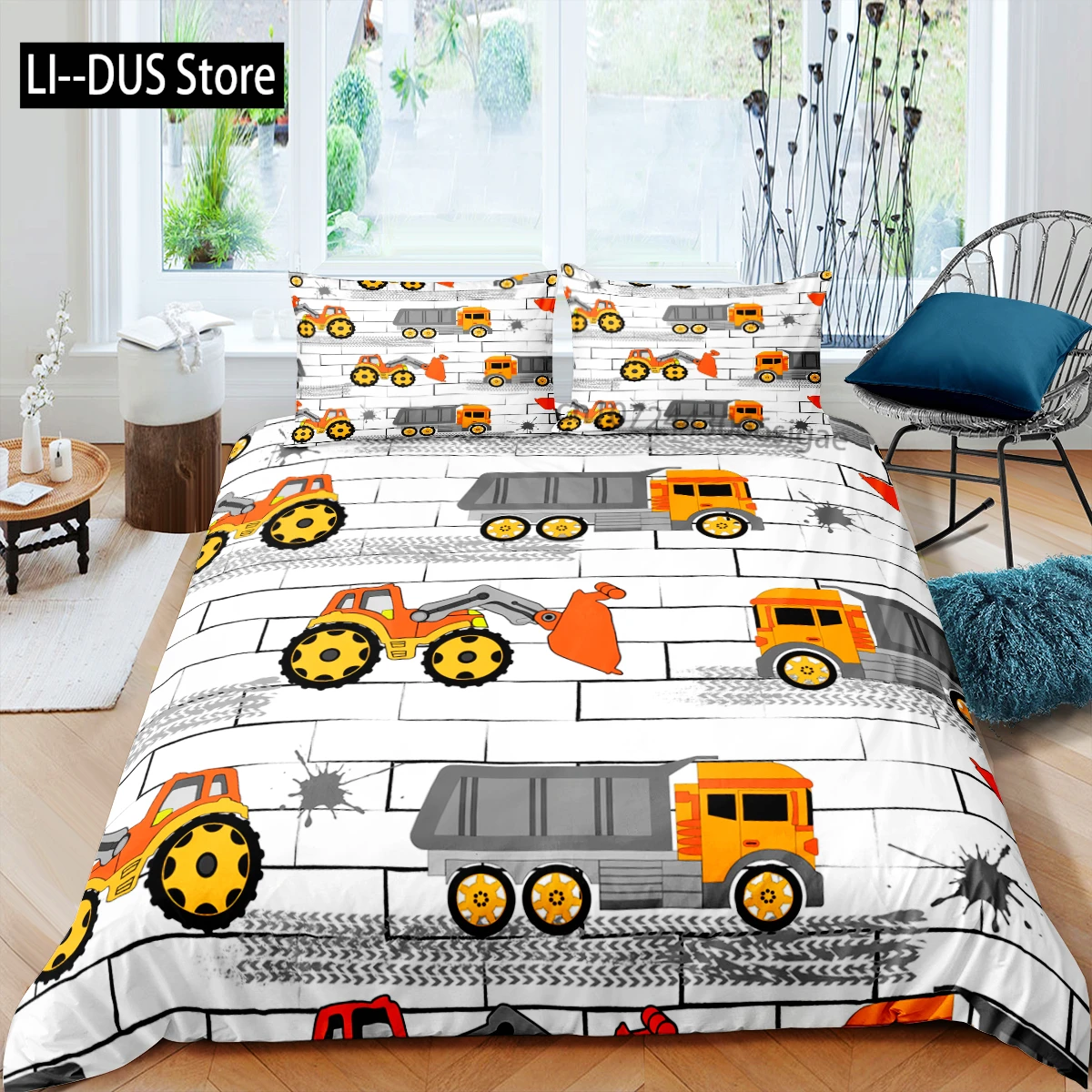 

Cartoon Car Truck ExcavatorBoy Kids Quilt Durex Twin Full King Size 3Pcs Duvet Cover Bedding Linen Set Bedspread 200x200 240x220