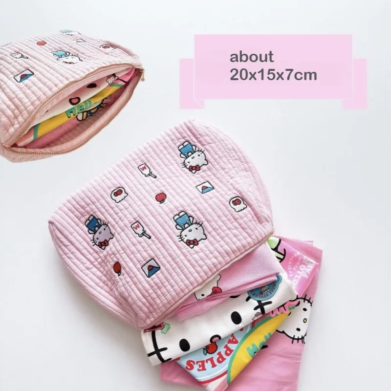 

KT Cat Clutch Bag Cartoon Kawaii Character Embroidery Cosmetics Sanitary Napkins Coin CCD Tissue Earphones Storage Bag Portable
