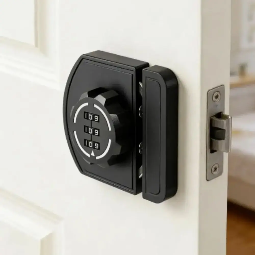 

No Drill Installation Rotational Drawer Lock Glow Mechanism Zinc Alloy Construction Sliding Door Lock Rotary Operation