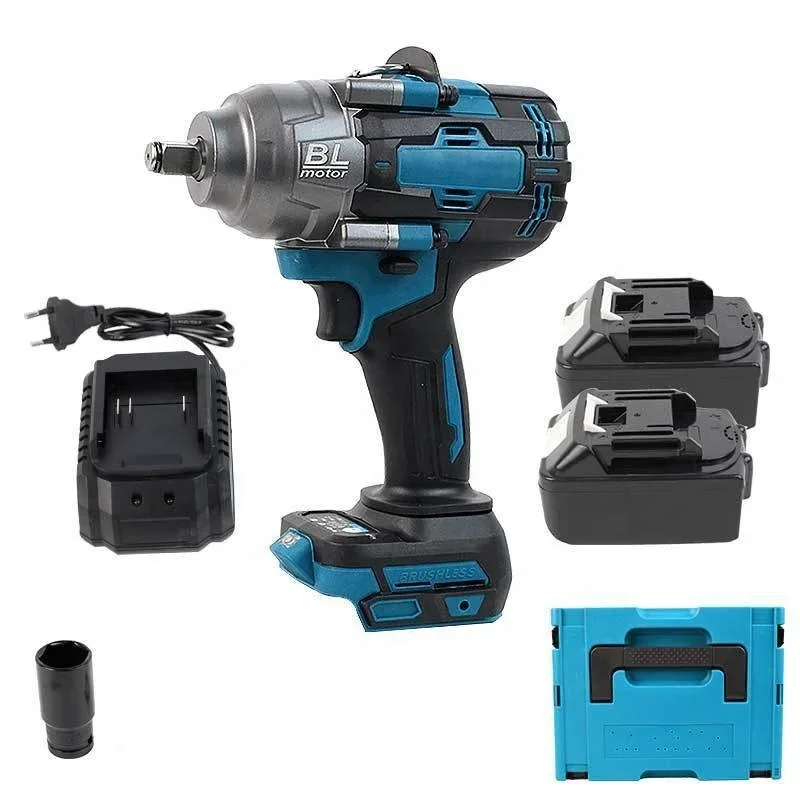 

1000N.m Torque Brushless Power Wrench 1/2" Rechargeable Battery Electric Cordless Impact Wrench For Car Tires Repair