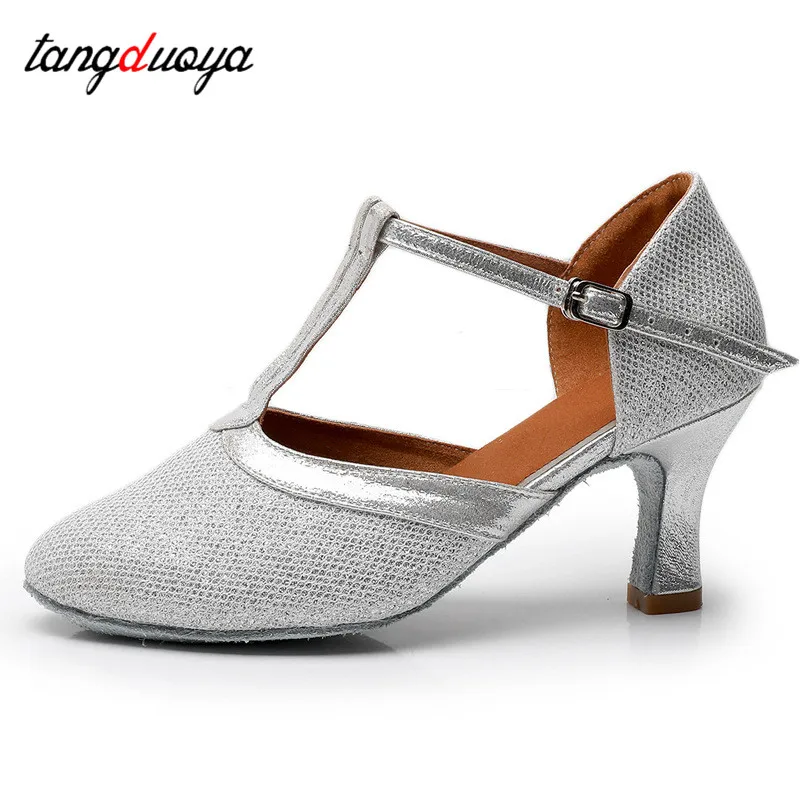 Latin dance shoes woman golden heel 5/7cm silver Soft Soled professional ballroom dancing shoes woman dance sandals wholesale