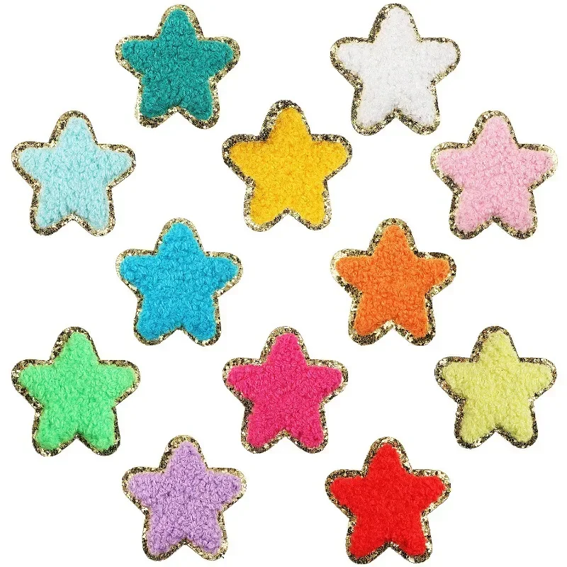 Amazon Towel Embroidery Pentagram Patch Sticker Colored Starfish Computer Embroidery Cloth Sticker Ironing Clothes Embroidery