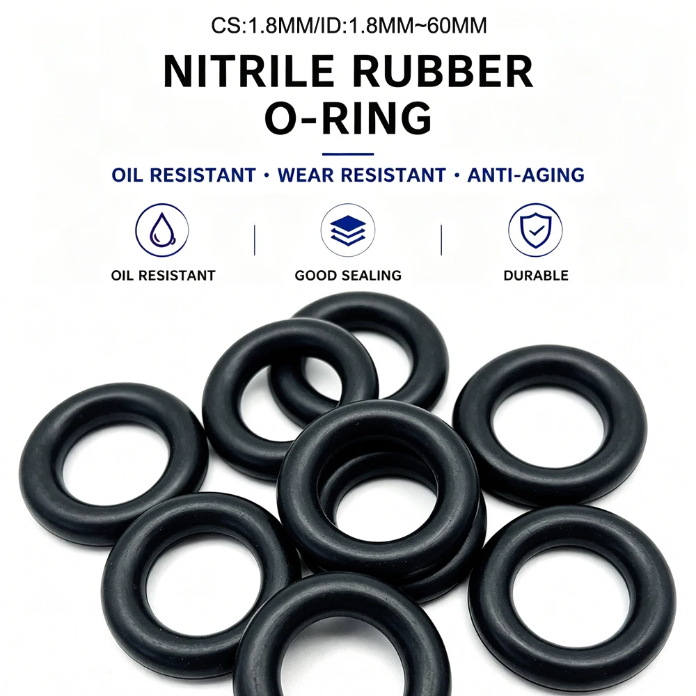 20Pcs NBR O-Ring CS 1.8mm ID 1.8~60mm Oil Resistant and Wear-Resistant Equipment with Waterproof and Leak Proof Sealing Rings