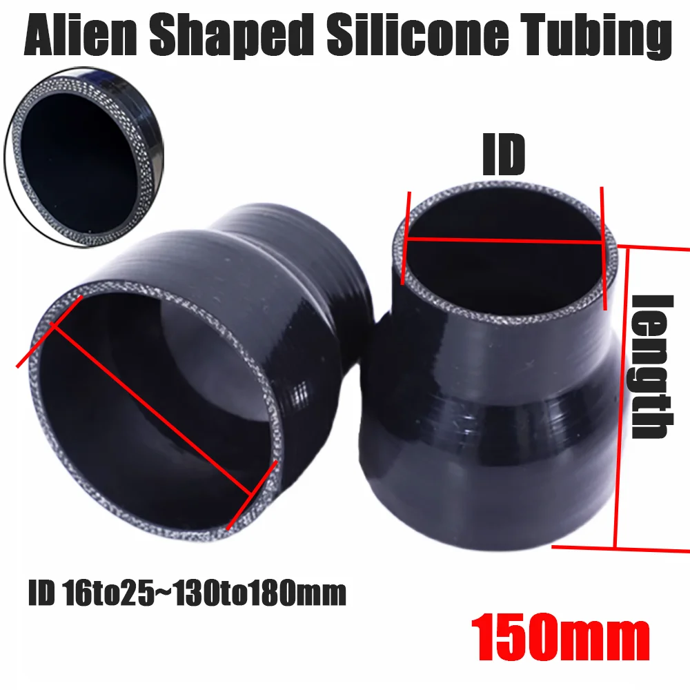 ID16to25-130to180mm Black Straight Silicone Reducer Hose Universal Silicone Hose Intercooler Turbo Intake Pipe Coolant Hose