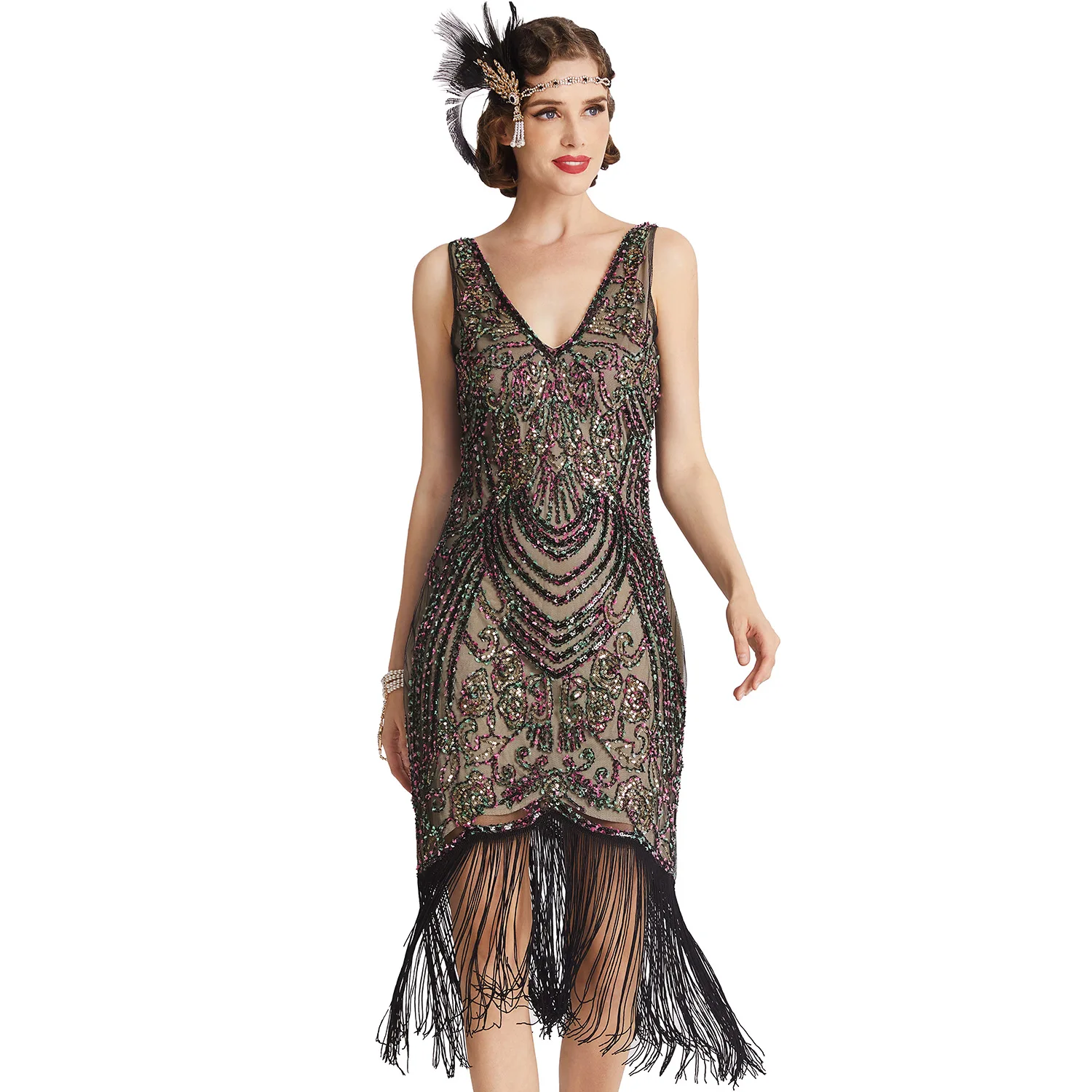 Women's 1920s Flapper Dress Vintage Swing Fringed Gatsby Roaring 20s Ladies Dress