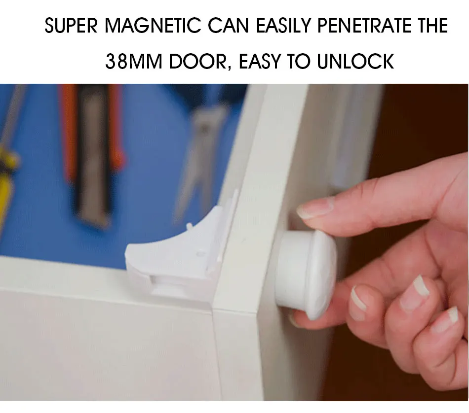 Serrature Magnetiche Di Sicurezza Per Bambini | Invisibili Per Cassetti E Armadi | 4 Pezzi Con Chiave E Staffe | Facili Da Installare Senza Attrezzi | Proteggi Cucina E Mobili - 5