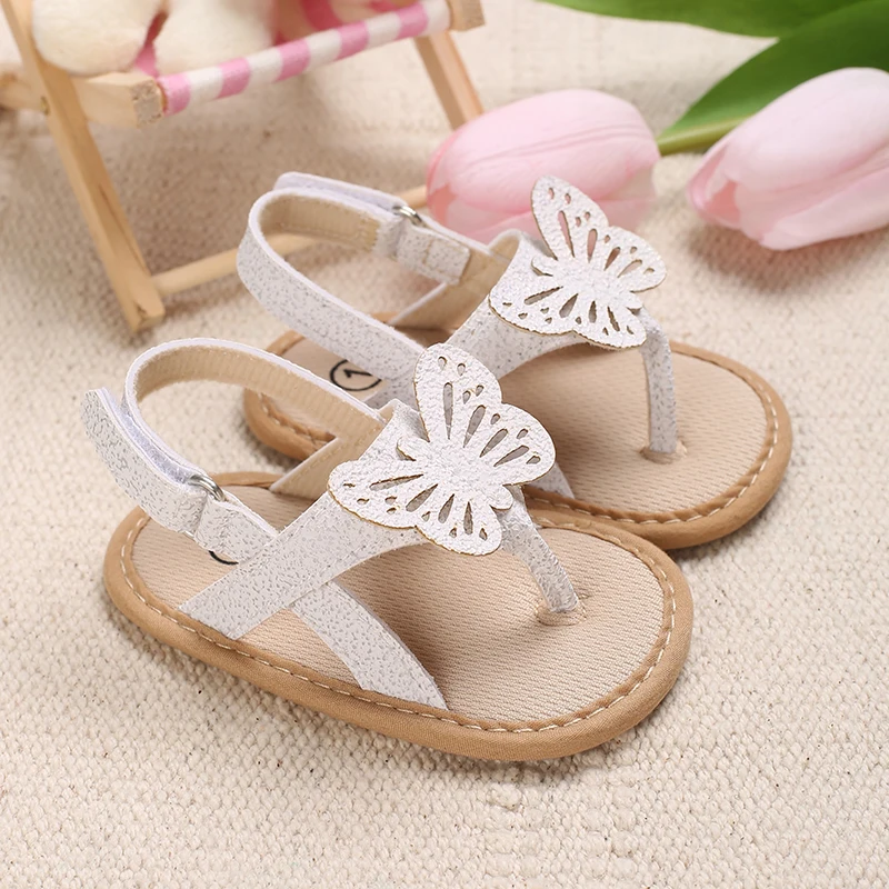 

Baby Girls Butterfly Flip Flop Sandals Soft Non Slip Sole Adjustable Ankle Strap Infant Summer First Walkers Shoes 0-18M