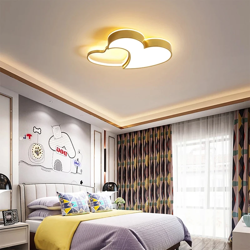 2023 Heart Shaped Children's Room Ceiling Lamp Modern Simple Nordic Warm Langwen Bedroom Creative Princess Room Pendant Lamp