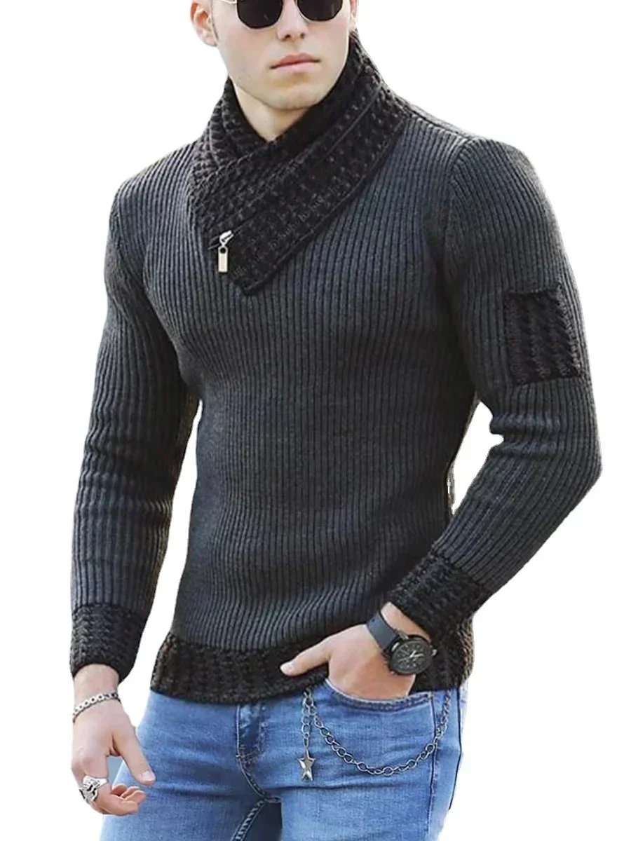 New Autumn Winter Men Casual Vintage Knitted Sweater Wool Turtleneck Oversize 2023 Korean Men Warm Cotton Pullovers Sweaters