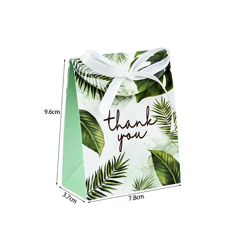 20/50Pcs Thank You Candy Gift Box Green Leaf Cookie Chocolate Packaging Bag Wedding Favors for Guest Birthday Party Decor Supply