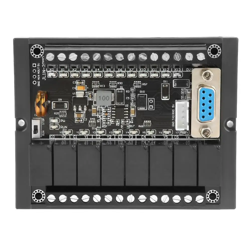 FX1N-20MR PLC Relay Delay Module - DC10-28V Industrial Control Board with Case for stepper Motors