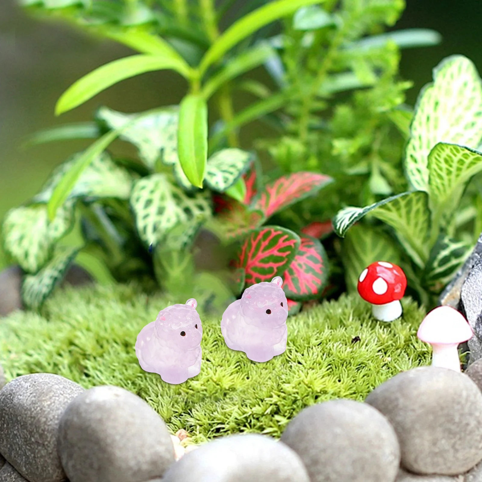 

12pcs Night Glow Alpaca Mini Resin Animals Luminous Decor For Home Office Kids Room Micro Landscape Garden Resin Mini Animals