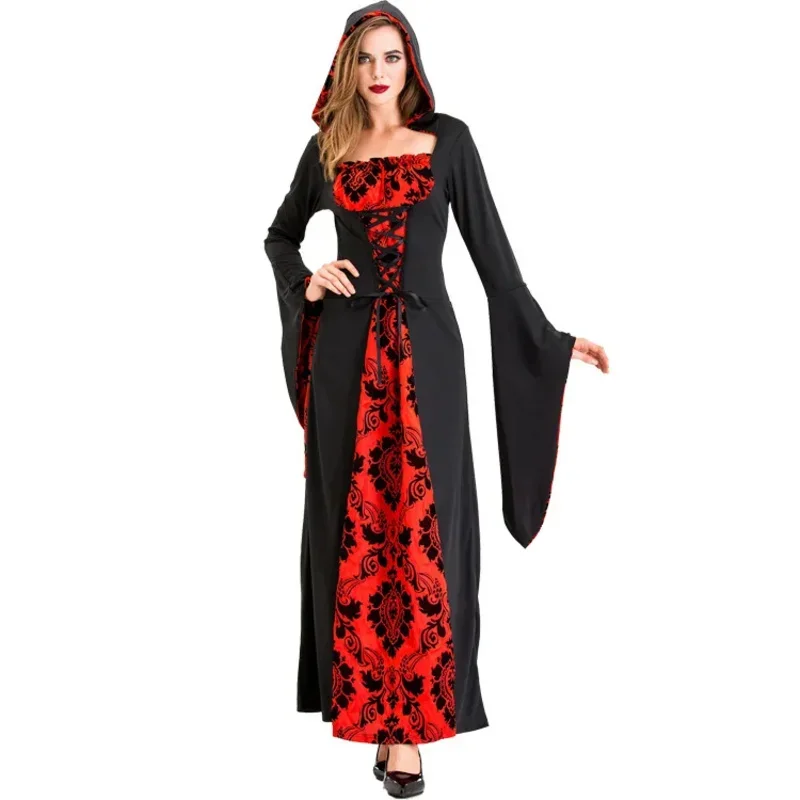 SN88 Medieval Witch Vampire Cosplay Costume Girl Women Halloween Party Performance Drama Stage Costume Medieval Retro Gothic Dre