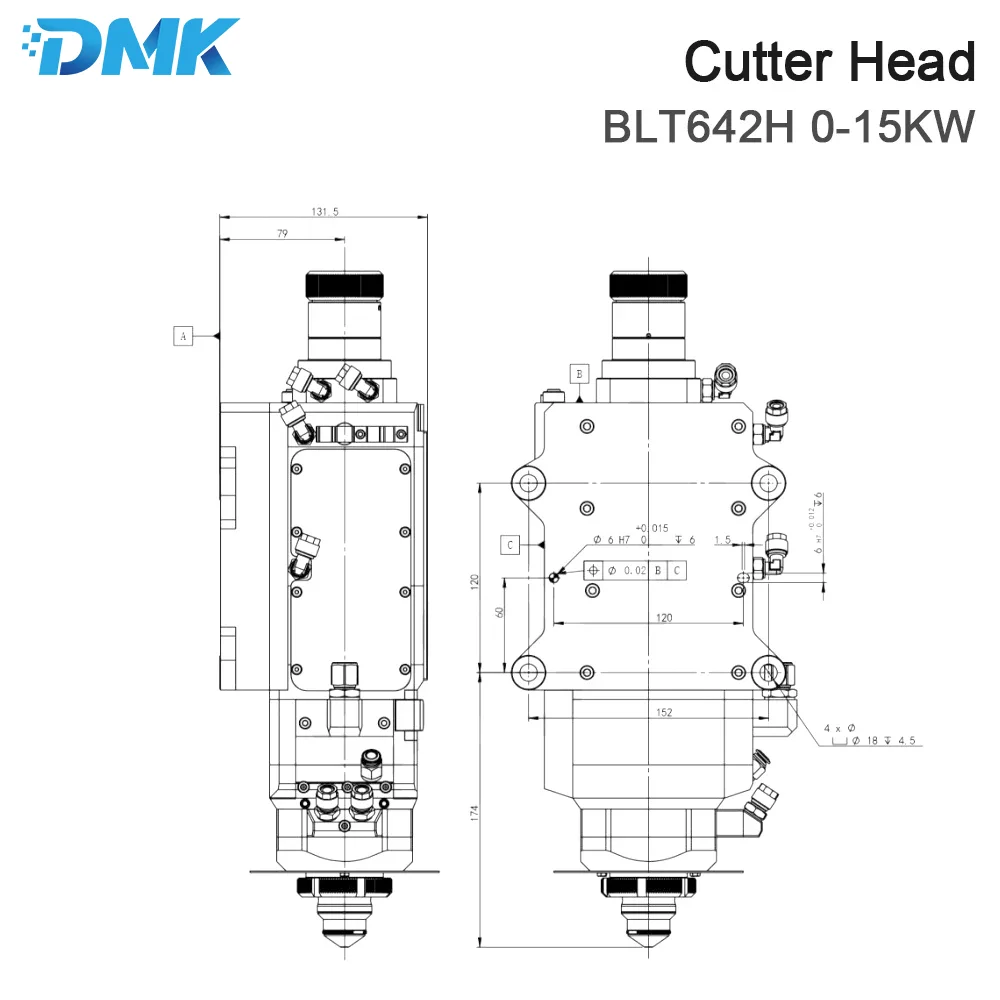 BOCHU BOCI Original Smart Cutting Head BLT642H 0-15KW QBH / QD / Q+ / ADD Interface F150 F200mm for Fiber Laser Cutting Machine