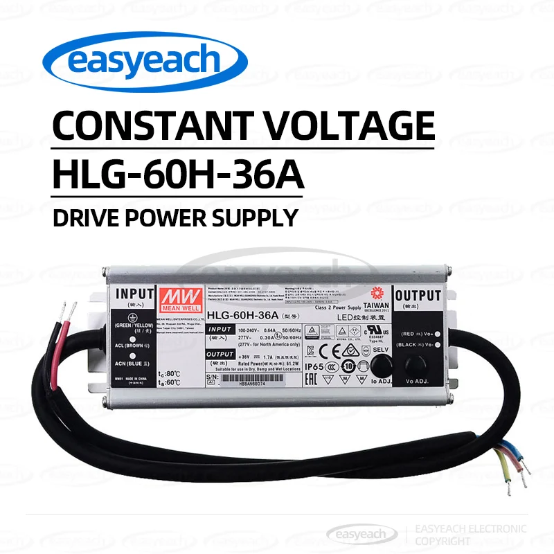 

MEAN WELL HLG-60H-24A HLG-60H-24B HLG-60H-36A HLG-60H-42A/42B/48A/54A Switching Power Supply Constant Current LED Driver