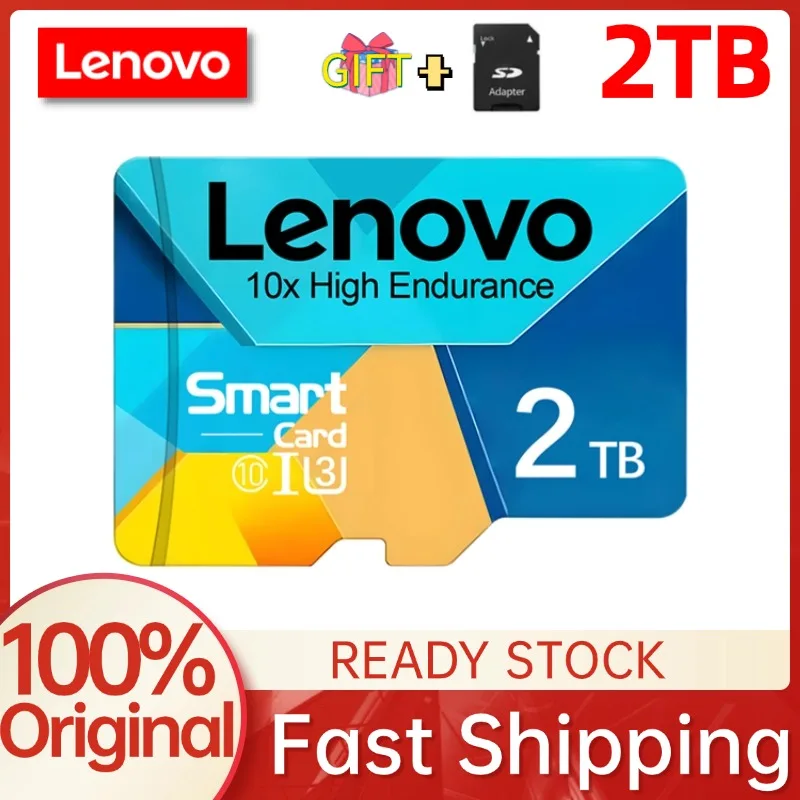 Lenovo kartu memori 2TB, 1TB 512GB kartu SD mikro TF 128GB 256GB A2 U3 kartu TF MLC kecepatan tinggi 64GB untuk Nintendo switch game