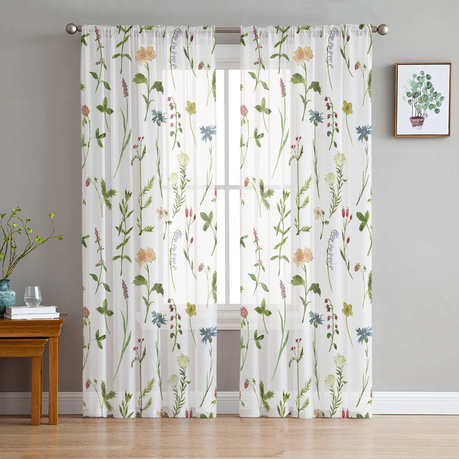 Flower Garden Sheer Curtain for Living Room Voile for Window Blinds Bedroom Tulle Drape Kitchen Cortinas Hall Curtains